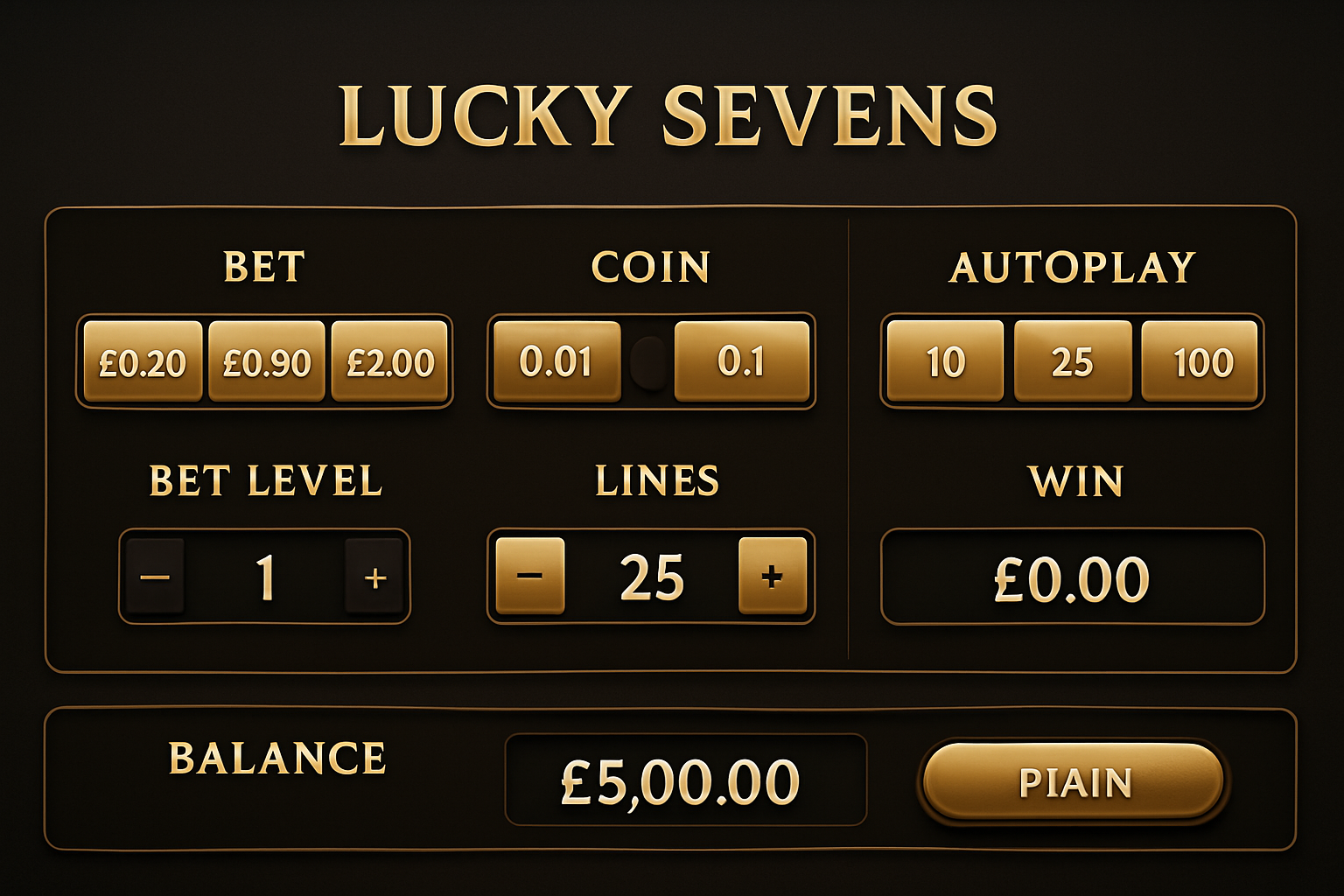 Lucky Sevens betting controls